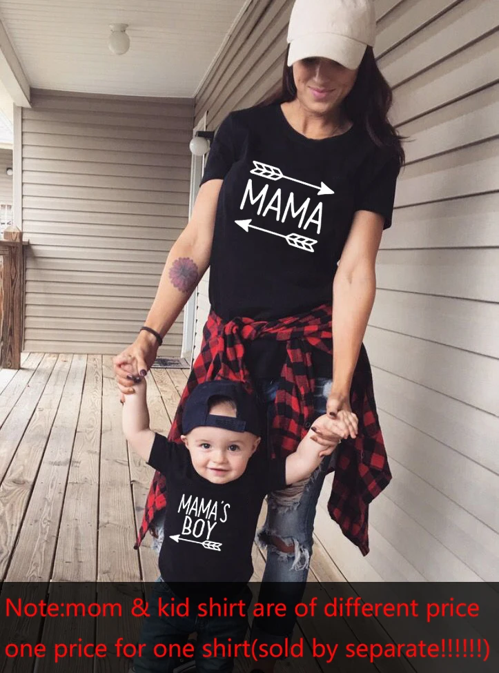 1pcs Mommy & Me Shirts Mama and Mamas Boy Mom and Son Matching Shirts Mama's Boy Mama with Arrows Mom of Boys Boy Mom Outfits Top Merken Winkel